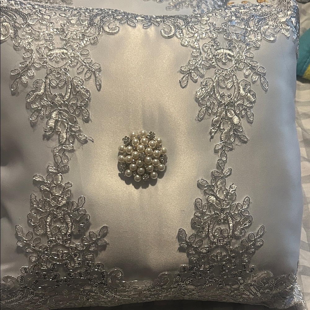 Elegant Silver Decorative Pillow